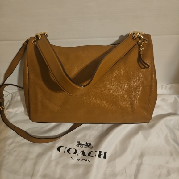 Coach Mia Shoulder Bag Pebble Leather Light Saddle Tan - Picture 5 of 13